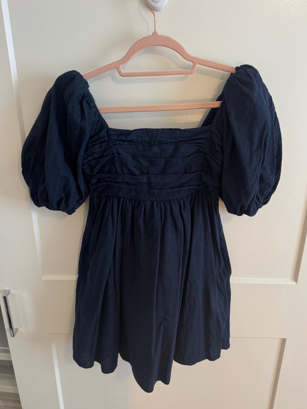 Abercrombie Navy Puff Sleeve Babydoll Mini Dress